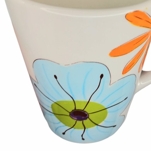 Gates Ware Laurie Gates Floral Mugs Yellow Blue Orange Hippie Boho Set of Three - Picture 9 of 9